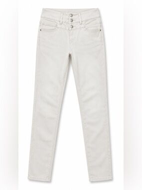 refuge Triple-Button Light Blue High-Rise Skinny Pants